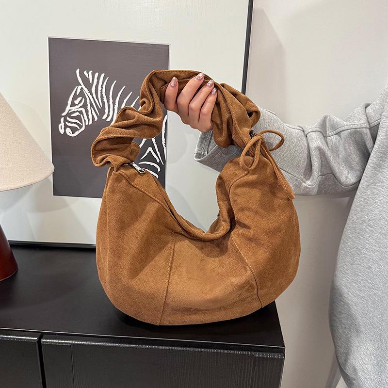 Korean Fashion Pleated One-Shoulder Tote: Versatile, Large Capacity Drawstring Dumpling Bag