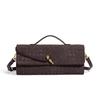 Handmade Woven Retro Soft Leather Accordion Baguette Bag - Solid Color Shoulder Handbag