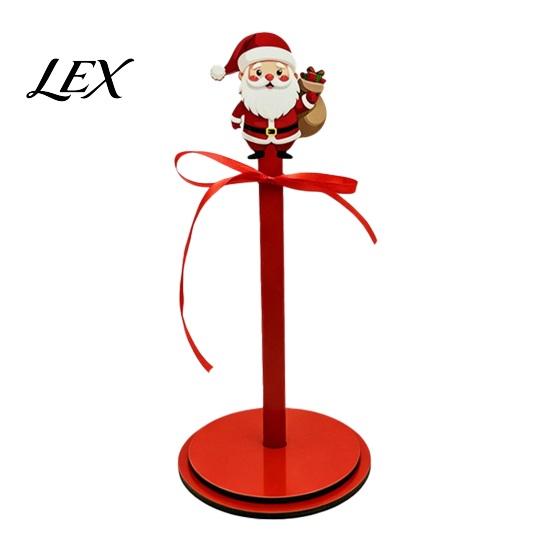Wooden Paper Towel Dispenser Christmas Holder, 2D Roll with Snowman Kitchen Holiday Ornament Santa Patterns, Decorative Tissue Stand for Dining Table