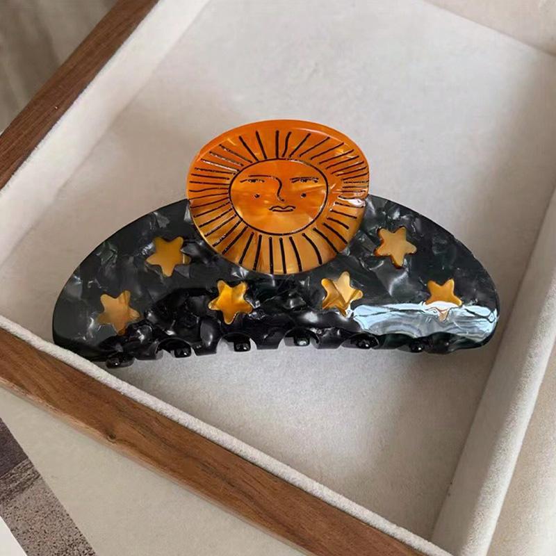 

1 штука «Уникальный ацетат» уникальные заколки для волос в виде солнца, луны и звезд - винтажный ацетатный аксессуар для волос