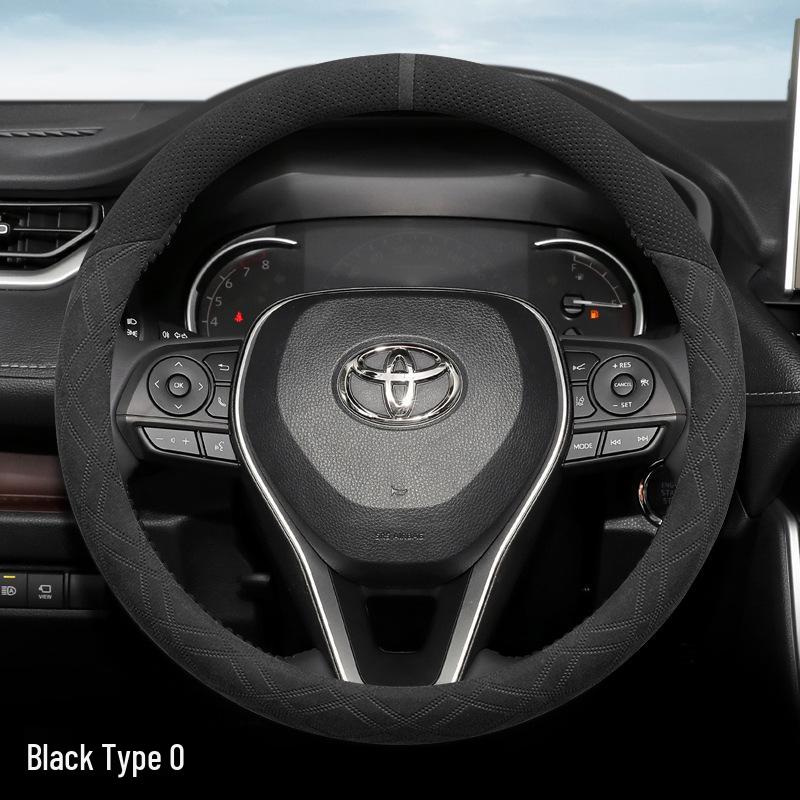 Suede Steering Wheel Cover for Toyota Prado, Camry (6th & 7th Gen), Reiz, Land Cruiser, and Land Cruiser Prado