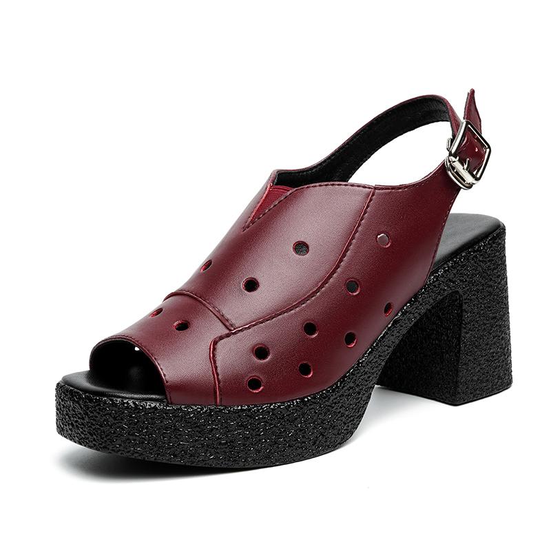 

Fashion AIYUQI Women s High Heels Sandals Genuine Leather 2025 New Platform Female Summer Sandals Fish-mouth Sandals For Women 41 темно-красного
