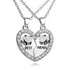 Rhinestone Heart Necklace: European & American Heart Metal Pendant with Best Friend Letter