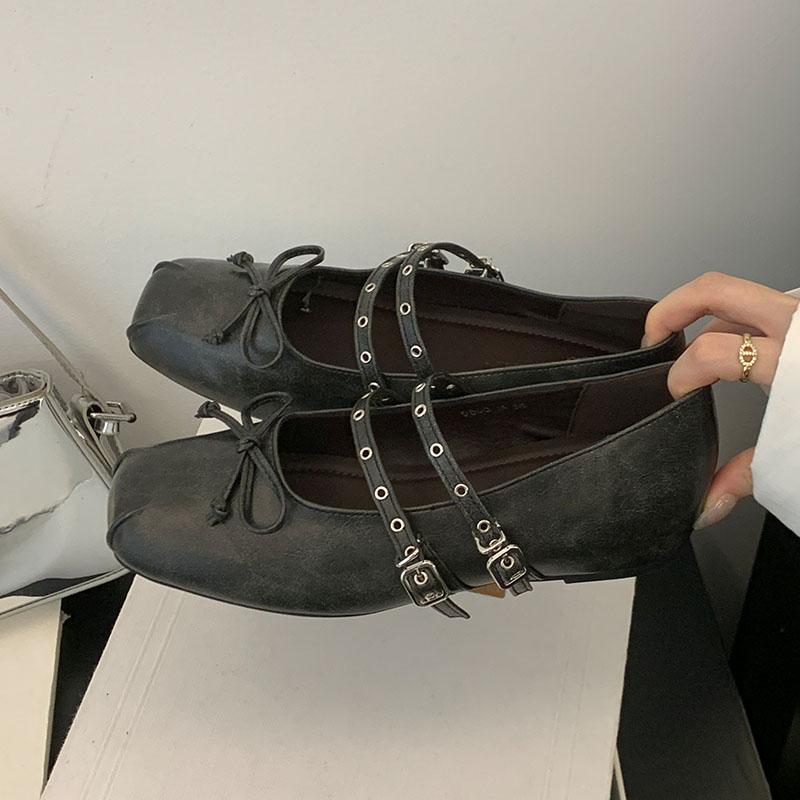 Fashion Fashion Shallow Ladies Mary Janes Shoes With Height Increasing Footwear Soft Female Butterfly-Knot Women Ballet Flats Shoes