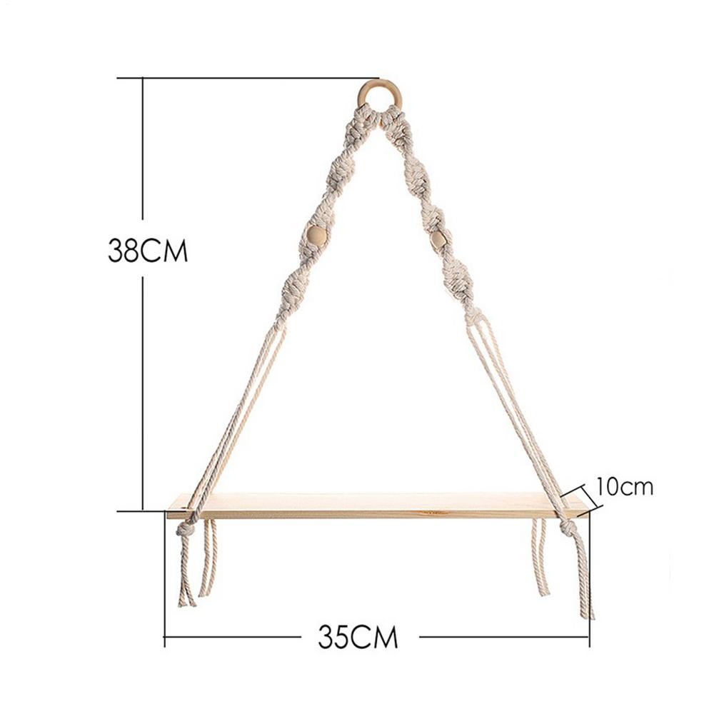 Bohemian Style Decor Wooden White Shelves With String Nordics Display Shelves Wall Mounted Tapestry Shelf Storage Organizer