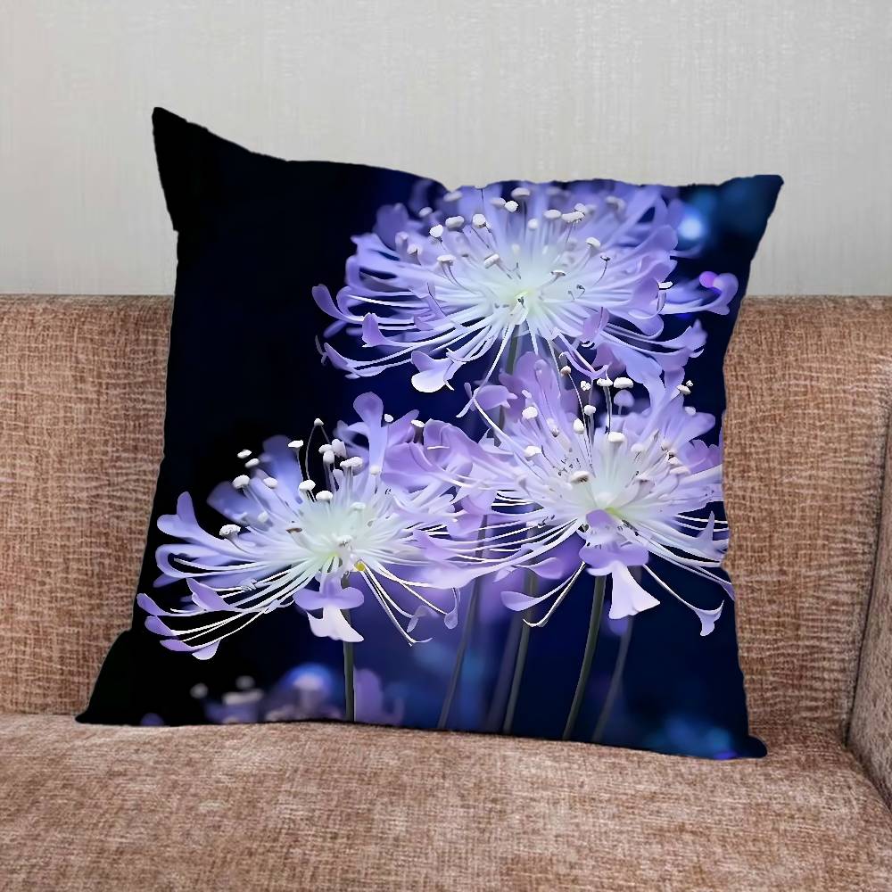 Spider Lily Pillow Case For Home Bedroom Car Office Decoration Living Room Sofa Cushion Cover Suitable