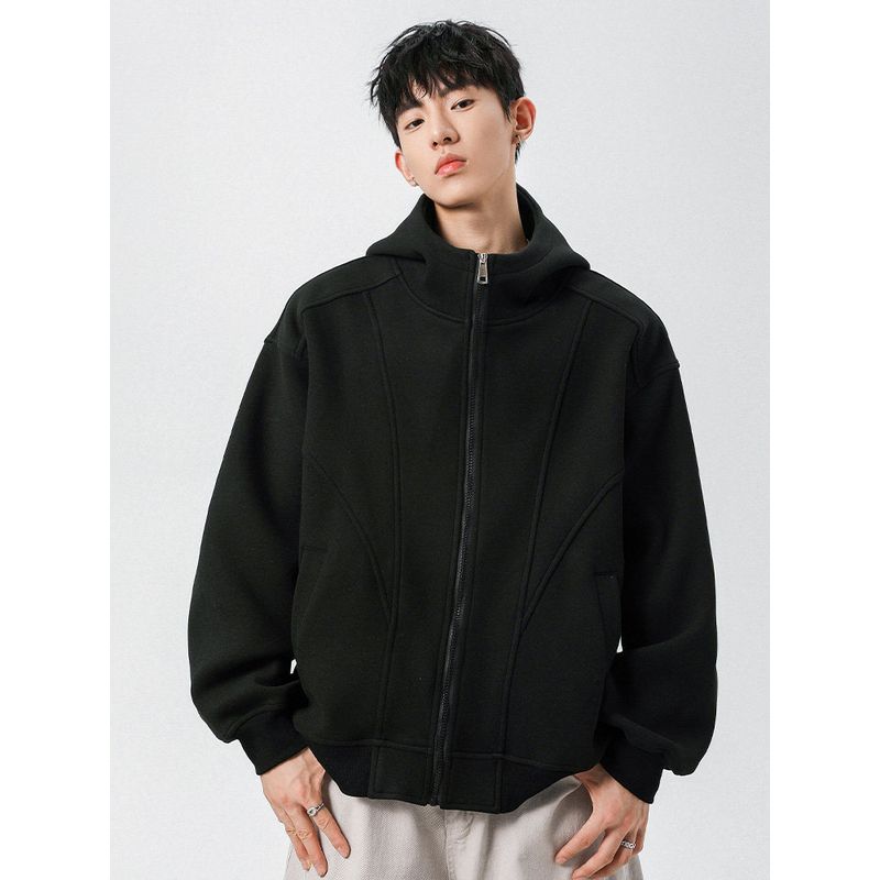 Wassup American-Style Deconstructed Heavyweight Cardigan Sweatshirt for Men, New Loose Casual Couple Hooded Jacket for Autumn and Winter