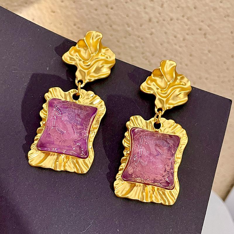 Fashion Classic Pink Color Crystal Enmale Earrings For Women Girls Exquisite Design Pendant Flower Ear Rings Jewelry Accessories