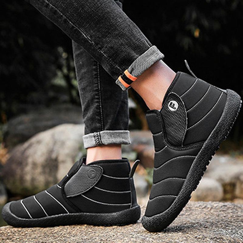 fashion Winter Men Snow Boots Warm Plush Ankle Boots Men Waterproof Boots For Men Fashion Soft Male Flat Shoes Outdoor Sneakers Footwear