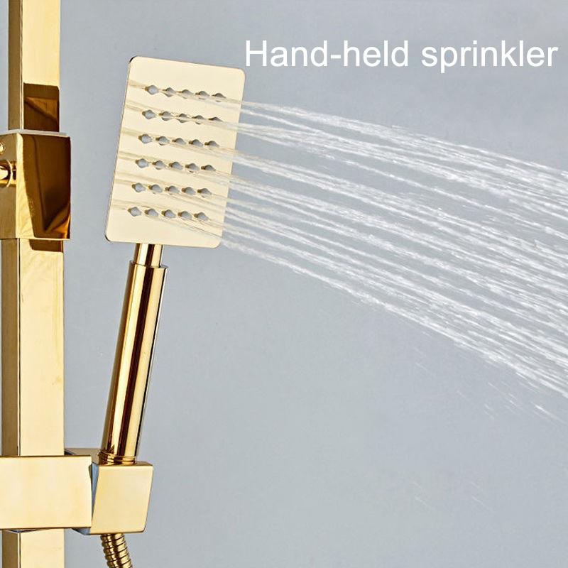 Set de duș 4 în 1 pentru duș auriu de lux cu pulverizator Robinet de apă pentru baie Baterie rece și caldă Duș din oțel inoxidabil