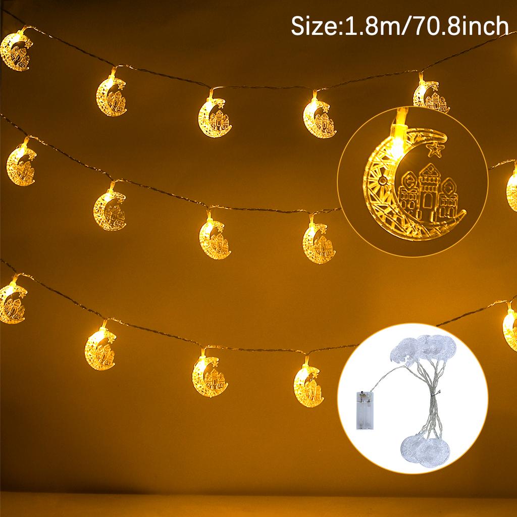 Eid Mubarak Star Castle Moon Castle Light String Ramadan Kareem Decor for Home 2025 Islam Muslim Party Supplies Eid Al-fitr