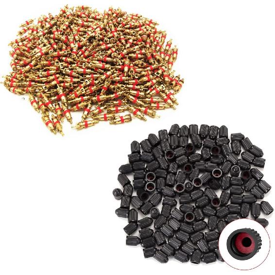 KURAMI Tire Valve Stem Caps 200 Pcs,Black Plastic Valve Caps with Sealing Ring,Valve Stem Caps General for Cars,Bicycles,Motorcycles,Trolleys and