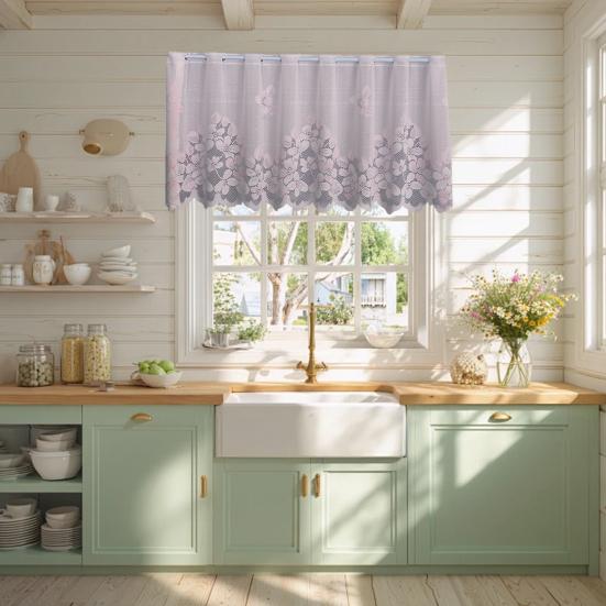Tenda per Armadio, Tenda Corta Semioscurante, Resistente alle Pieghe Facile da Curare, Pannello Decorativo per Finestra a Baia della Cucina