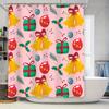 Christmas Decorations Shower Curtain Holiday Decor with Bells Gifts Pink Festive Print for Bathrooms Perfect Gift Idea #17495230