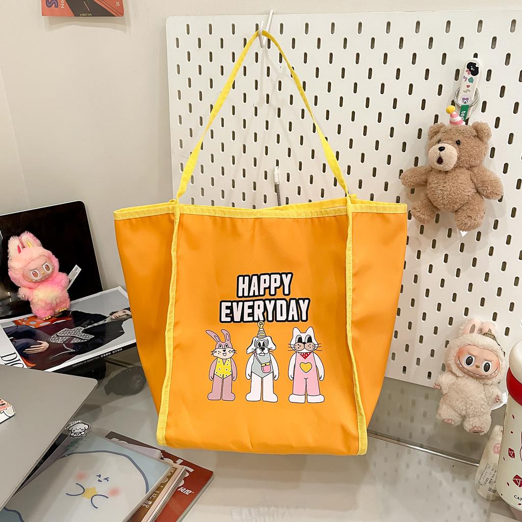 New Canvas Bag Ins Wind Versatile Shoulder Bag Large Capacity Cartoon Nylon Double-sided Back Canvas Commuter Tote Bag