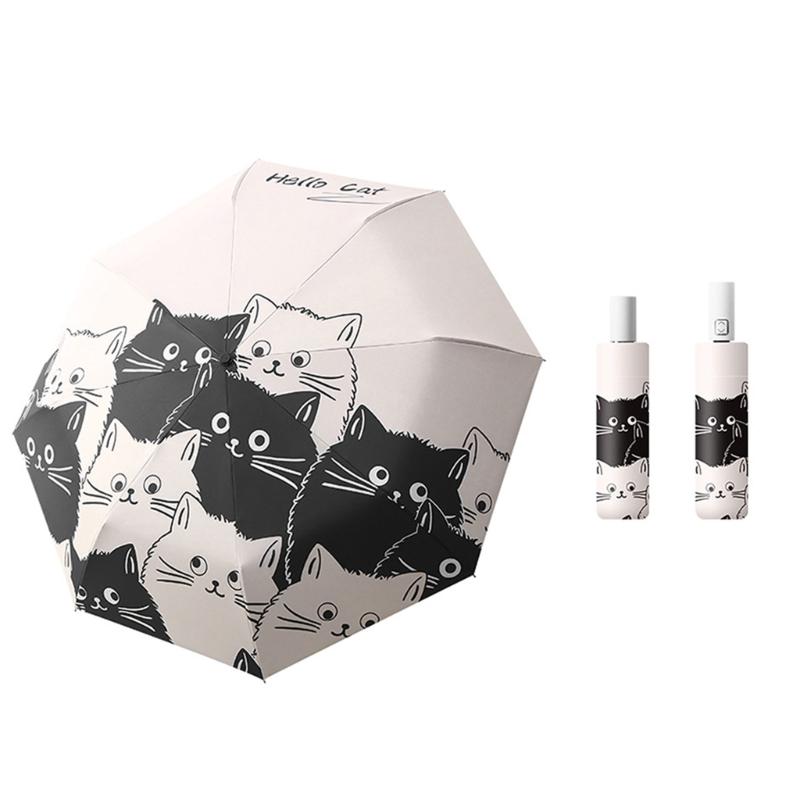 Portable 3 Fold Umbrella Sunshade Manual/Automatic Umbrella for Both Rain and Sun Umbrella Parasol Gift for Women Girls