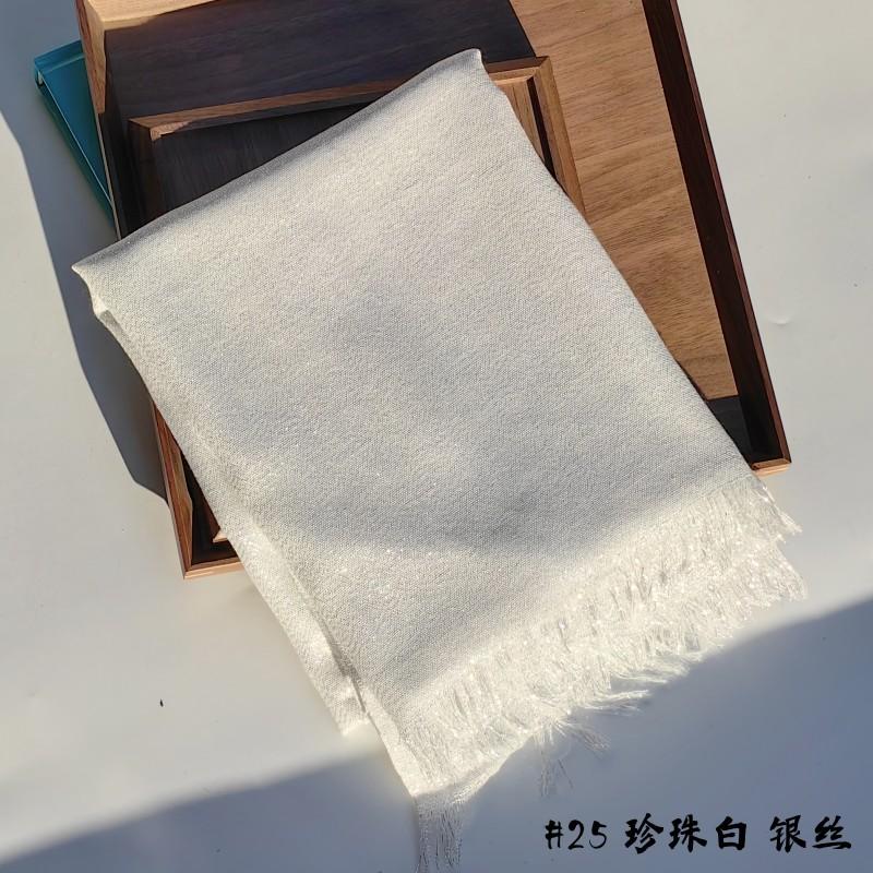 Lastest Brand Design Scarf Shiny Solid Color Shawls Rayon Fabric Gold Silk Silver Wire Head Shawl Fringe Hijab For Women
