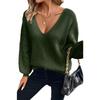 2025 Women's V-neck Pullover Sweater with Bow Back – European & American Winter Collection