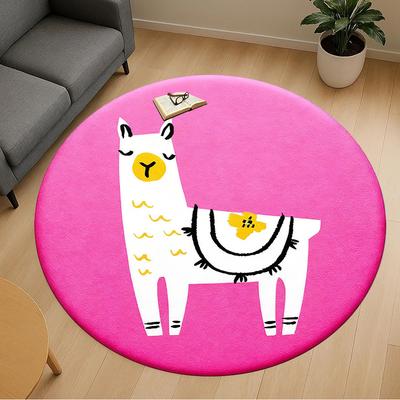 1pc Llama Pink Round Chair Mat Office Area Rug - Non-Slip, Floor Mat for Office, Bedroom, Ideal Home Decor Gift P0105089