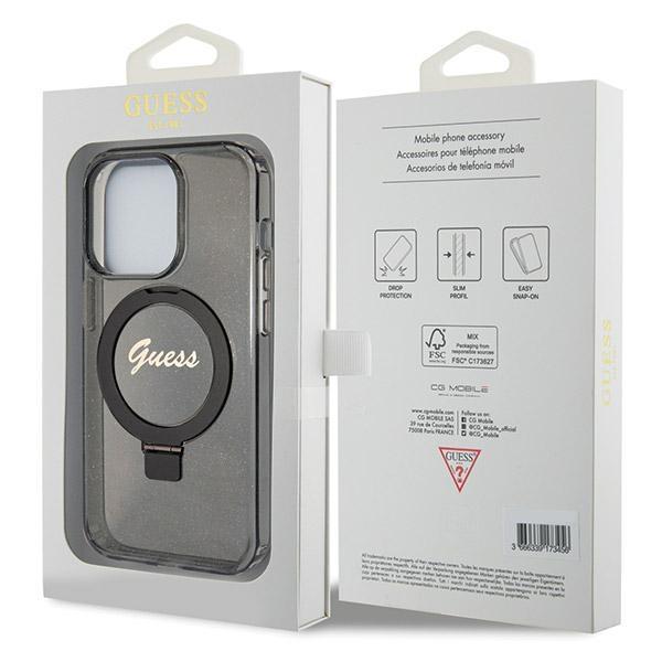 Guess Guhmp13Xhrsgsk Iphone 13 Pro Max 6.7 Czarny/Black Hardcase Ring Stand Script Glitter Magsafe