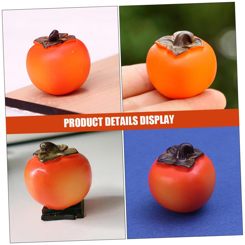 KALLORY Miniature Persimmons, Set of 6, Food Samples, Fruit Models, Fake Food, Dollhouse Parts, Crafts, DIY, Photography Accessories, Figurines,
