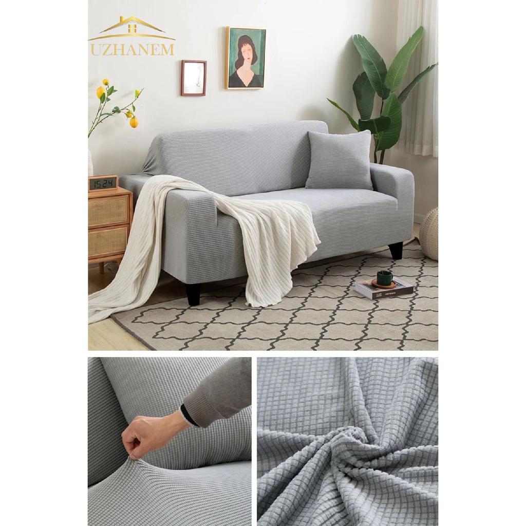 Lycra Stretch Elastic Flexible Washable Square Pattern Three-seater Sofa Cover Sofa Cover