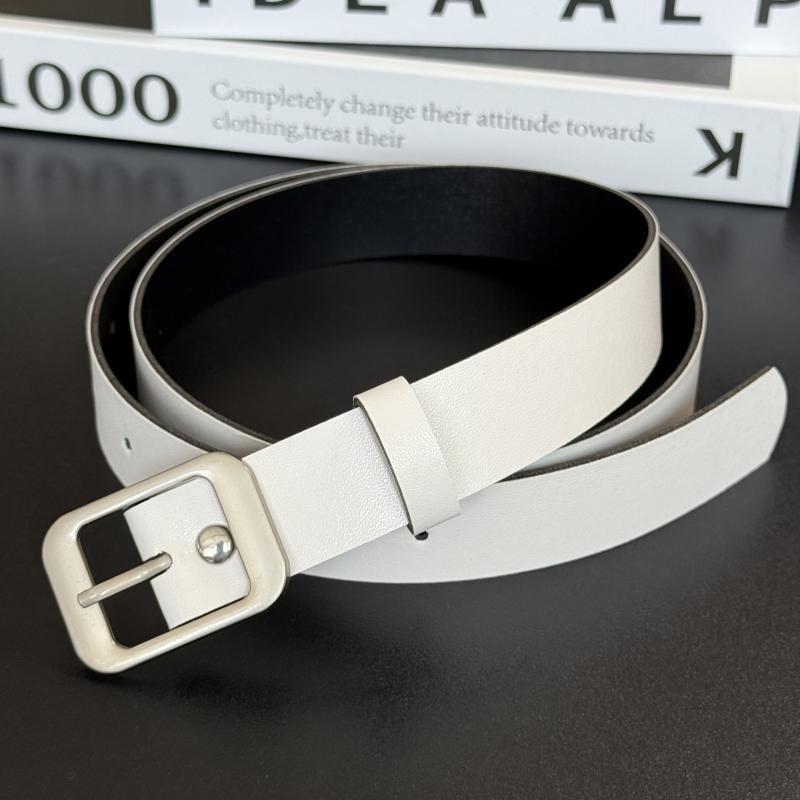Fashion Pu Leather 102Cm Long 2.4Cm Wide Silver Square Metal Buckle Women Belts Matched Dress And Jeans Women'S Waistband