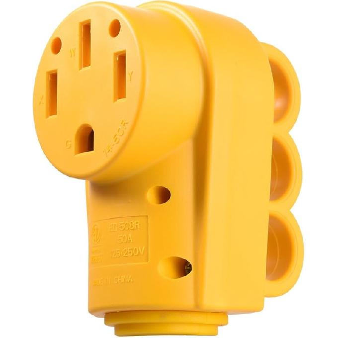 Snowy Fox RV 50 Amp Female Replacement Plug 14-50R Heavy Duty 125V/250V Receptacle Plug With Ergonomic Handle For RV, Camper, Caravan