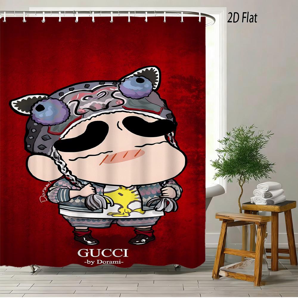 Crayon Shin-Chan Buttocks Oiroke No Momo Funny Balloon 2D Print Waterproof Shower Curtain, Minimalist Cream Bathroom Decor With