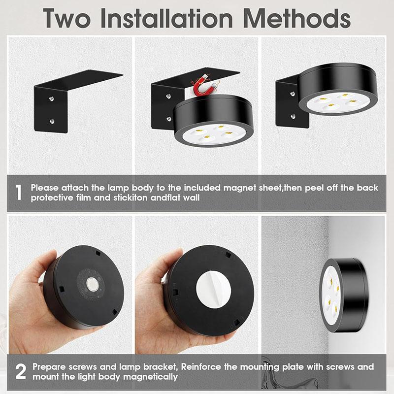 Magnetic Battery Operated LED Picture Light With Remote Dimmable Timer 3 Modes Art Display Lamp Black