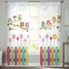 Cartoon Kid Cute Owl Sheer Curtain for Bedroom Tulle Voile Curtain for Kitchen Living Room Decor Window Treatment