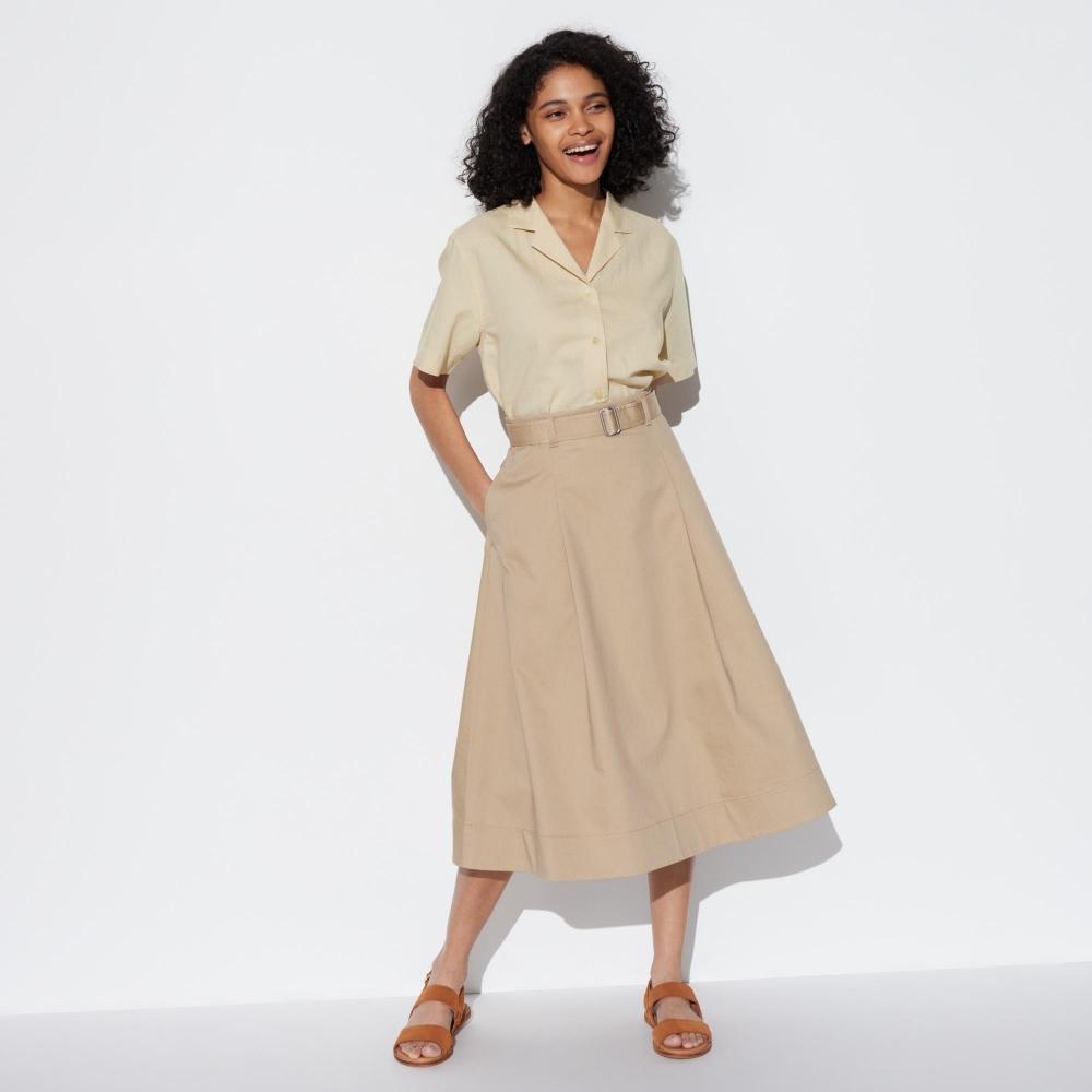 

UNIQLO расклешенная юбка из хлопка с поясом