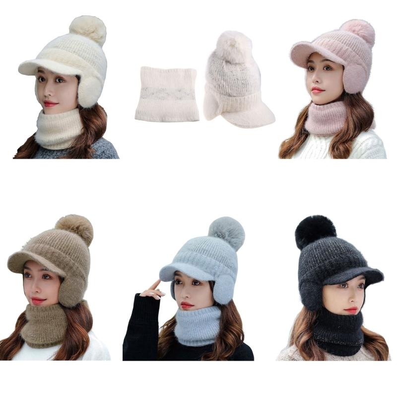 Hat Balaclava Set Beanie Scarf Set Winter Warm Knit Hat Scarf Set Skullies Beanie Men Ear Head-Neck Cover Ski Beanie Hat