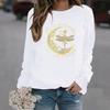 Libellenprint Herbst und Winter Neu Lockerer Kapuzenpullover mit Rundhalsausschnitt 6937