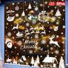 Weihnachtsfensteraufkleber Blauer Elch Statische Aufkleber Schneemann Schneeflocke Wandaufkleber Abziehbilder Frohe Weihnachten Feiertagsparty Aufkleber