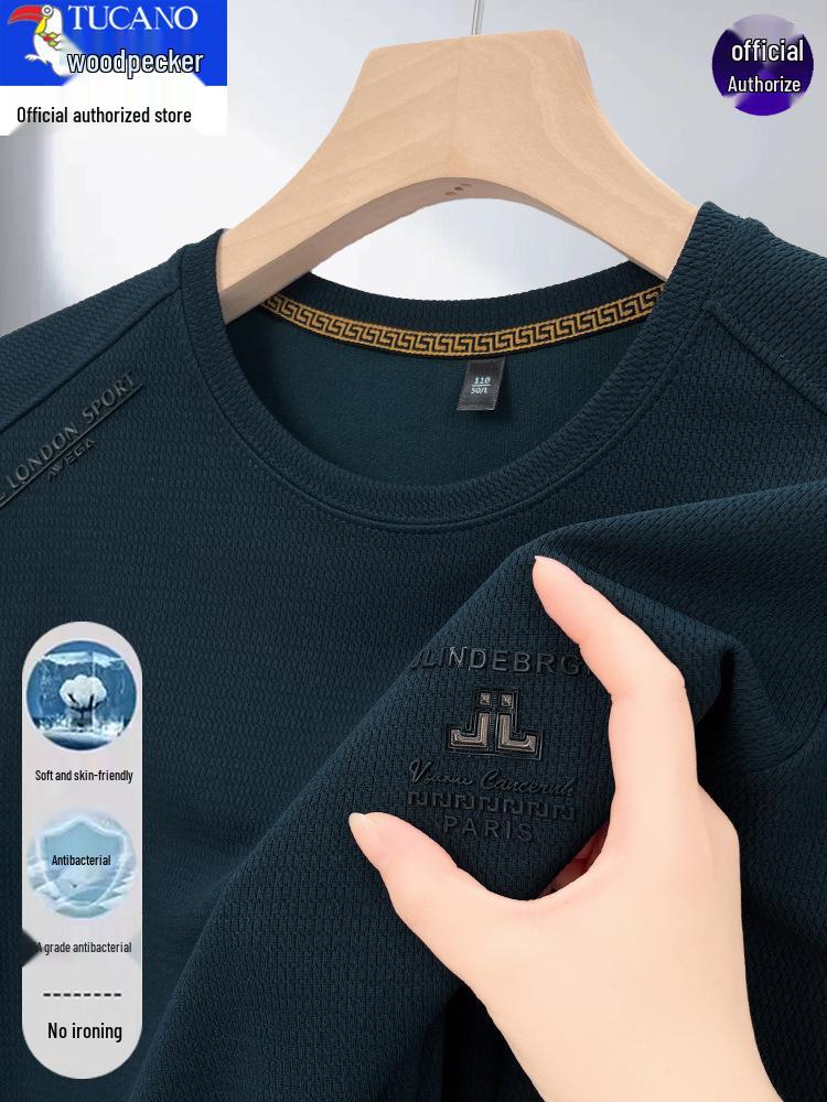 Woodpecker Men's 2025 Fleece-Lined Crew Neck Long Sleeve Sweatshirt for Autumn/Winter