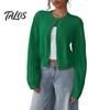 Maglia Lunga Manica Lunga Donna Cardigan Corto a Maglia, Top con Bottoni, Maglione Leggero Casual Girocollo per Primavera Autunno Aperto Davanti