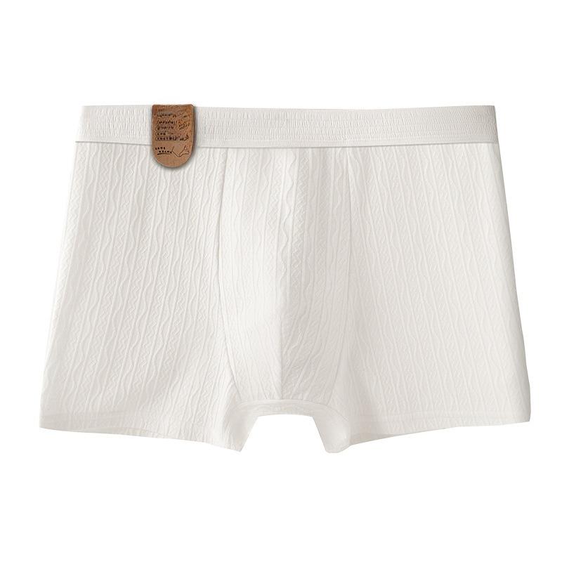 Men's Spring and Summer White Pure Cotton Antibacterial and Breathable Briefs