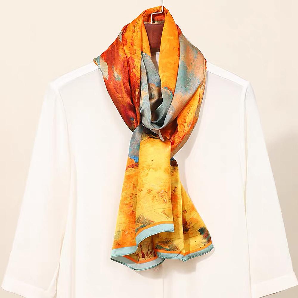 100% Чистый Тутовый Шелк Женский Длинный Шарф Повязка на Голову Шейный Платок Роскошное Женское Украшение для Волос Женская Бандана Шарфы для Сумки 53*170СМ