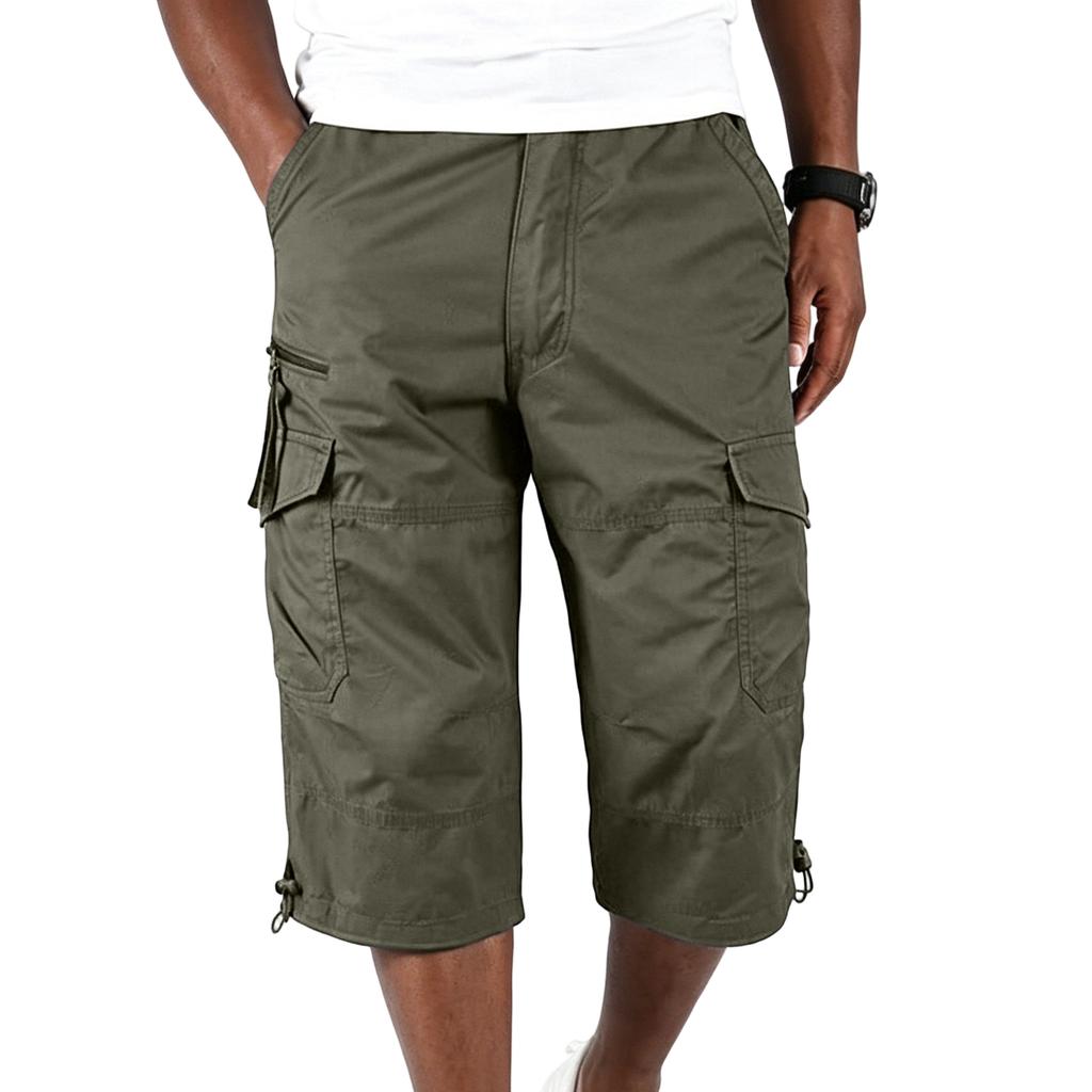 Heren Losse Casual Cargo Shorts Multi Pocket Knie Lengte Werkkleding Utility Shorts met Verstelbaar Trekkoord Zoom
