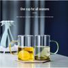 Shangqi 450ml Transparent Borosilicate Glass Mugs with Handle - 6-Piece Multicolor Set (Excluding Pink)