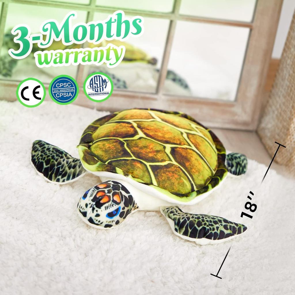 Athoinsu Realistic Stuffed Animal Sea Turtle Soft Plush Toy Ocean Life Tortoise Throw Pillow Birthday Plushie Gifts for Toddler Kids Boys and Girls,