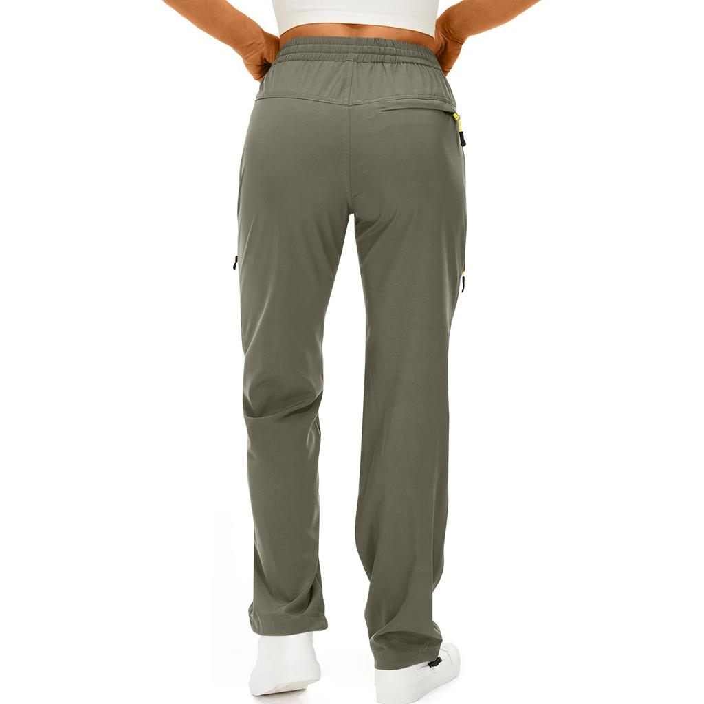 Women's Hiking Pants Waterproof Sweatpant Elastic Waist Zipper Multi-Pocket Casual Sports Trouser