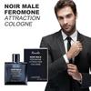 Cologne Masculine Noir avec Phéromones Parfum Rafraîchissant Longue Durée pour la Confiance & l'Attraction