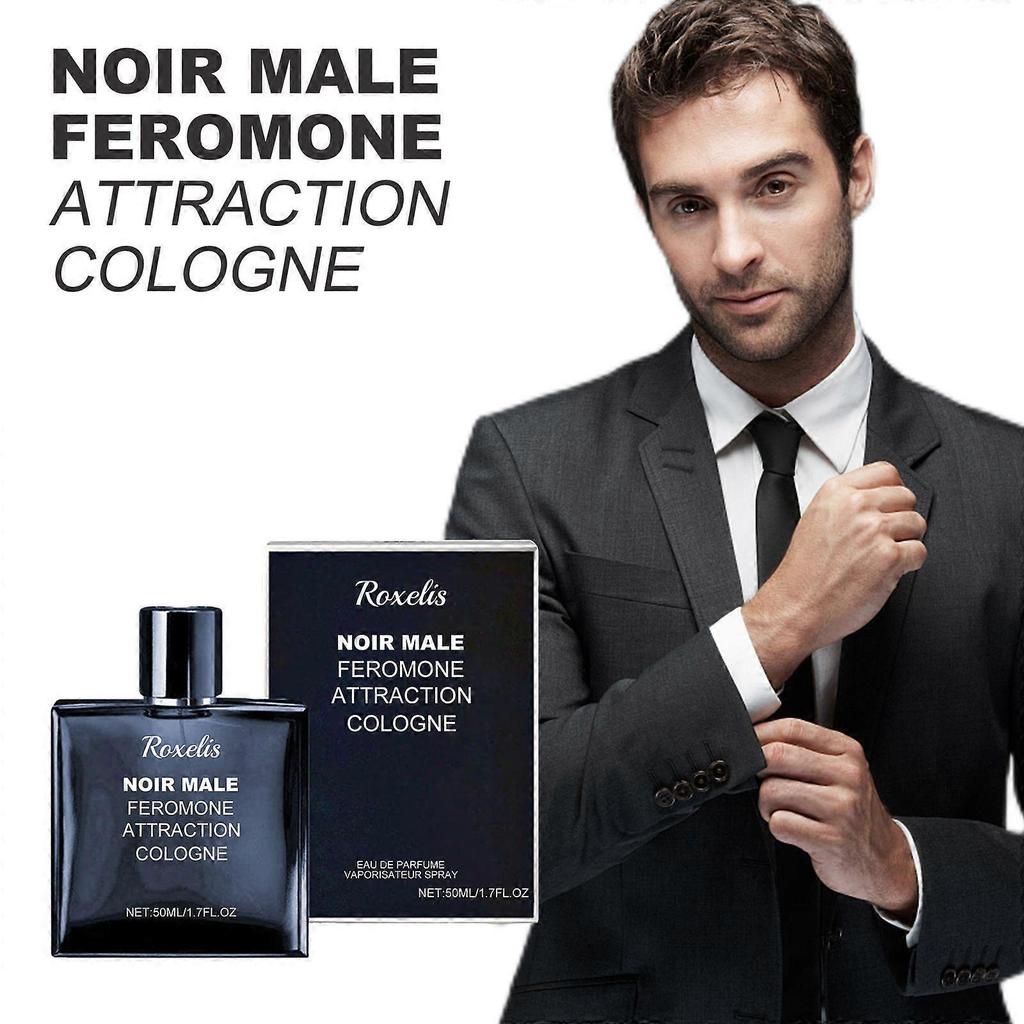 Cologne Masculine Noir avec Phéromones Parfum Rafraîchissant Longue Durée pour la Confiance & l'Attraction
