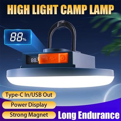 Lanterna de Acampamento Recarregável Potente de 100W com Ímã, Holofote Forte COB Lanterna Portátil Lâmpada de Barraca Luz de Trabalho LED
