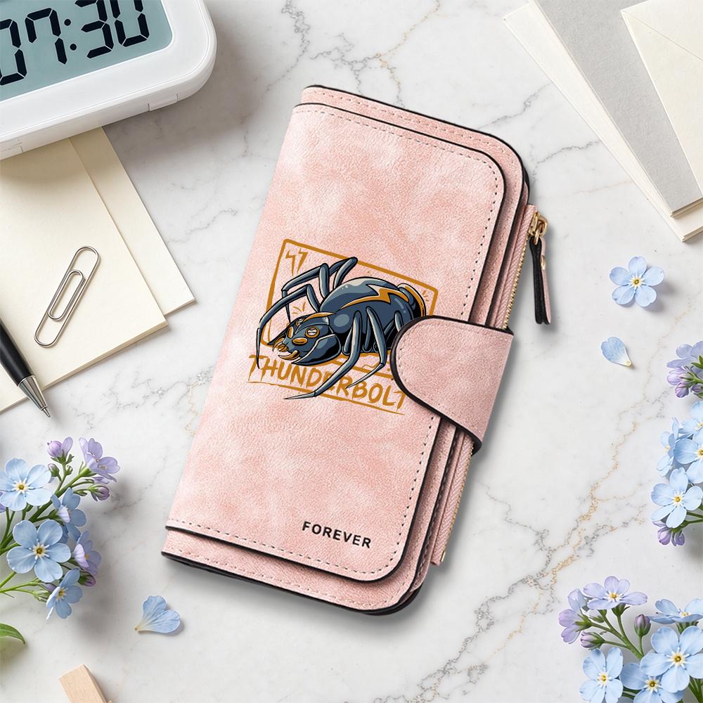 Thunderbolt Spider Pattern Long Wallet Multi Slot Fashion Purse for Daily Use
