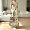 Bohemian Sleeveless Flowy Maxi Dress,Lightweight Loose Fit,Flattering Slimming for Poolside Vacation & Casual Daily Wear