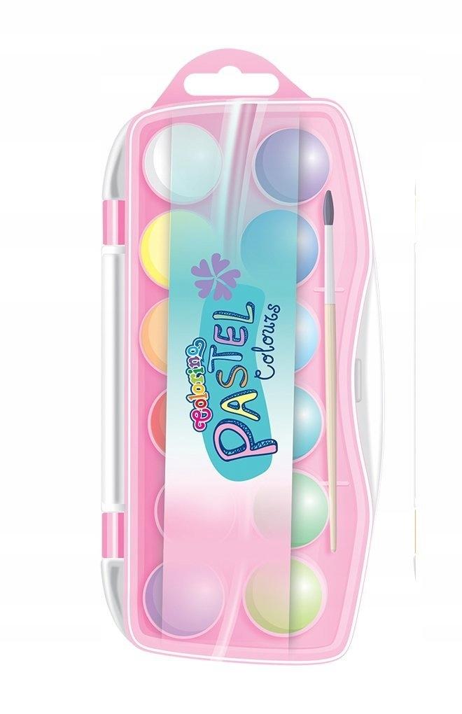 Colorino Farby akwarelowe zestaw 12 kolorów pastelowych wodne dla dzieci 1 szt.