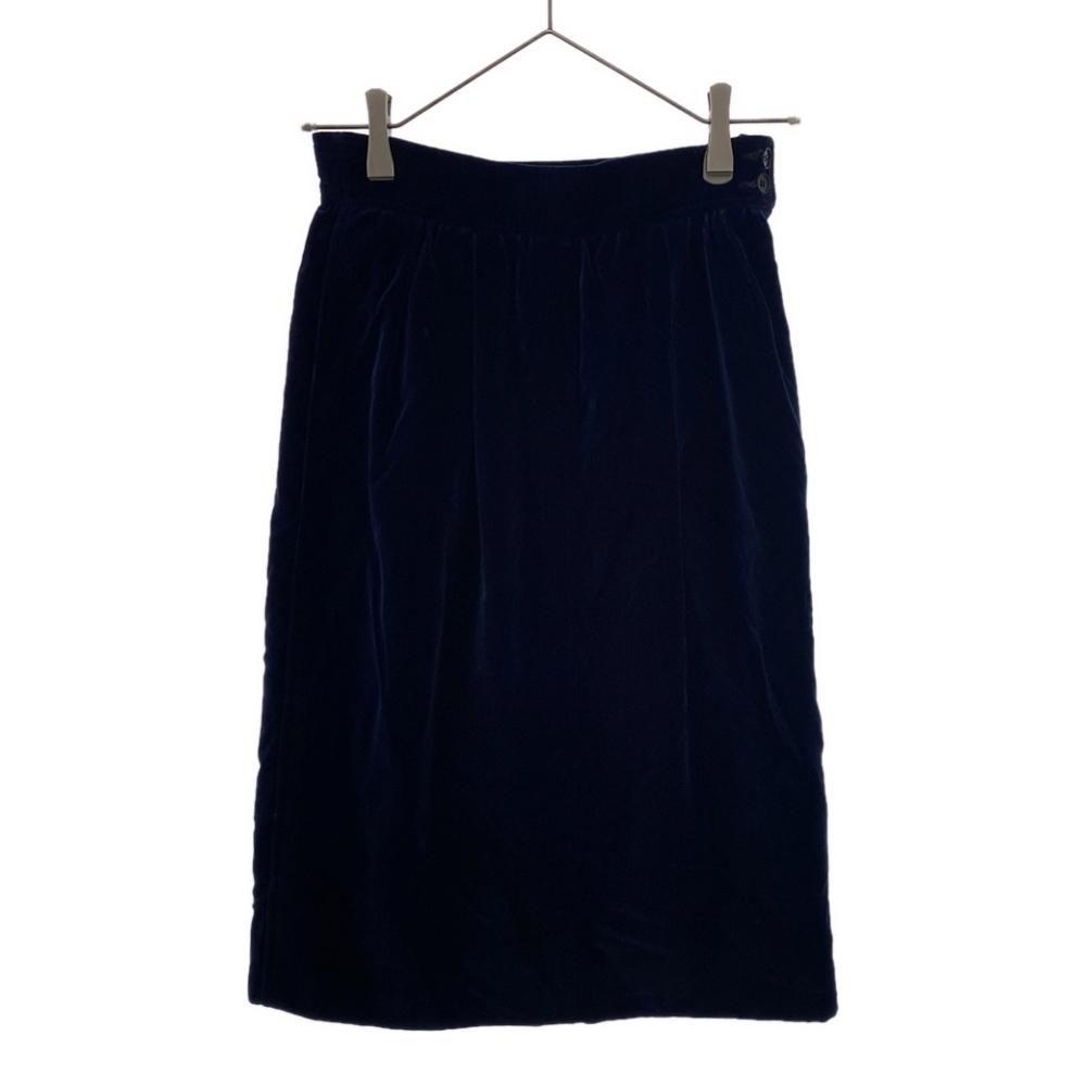 SAINT LAURENT 60s 70s Midi length Velor Pencil skirt Side Zip Old Vintage Women Used